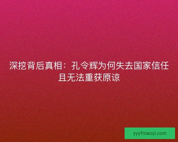 深挖背后真相：孔令辉为何失去国家信任且无法重获原谅