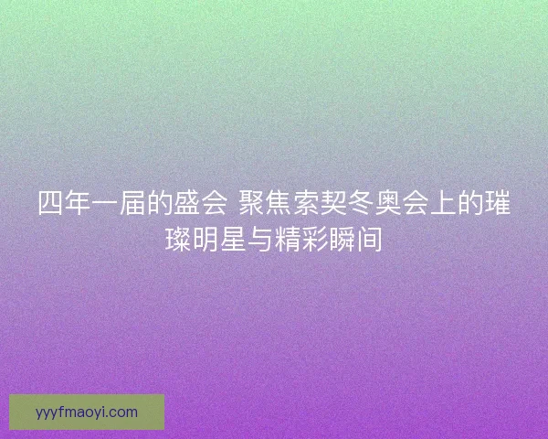 四年一届的盛会 聚焦索契冬奥会上的璀璨明星与精彩瞬间
